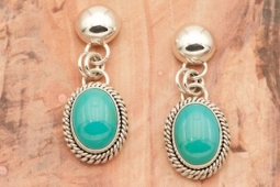 Artie Yellowhorse High Grade Green Sleeping Beauty Turquoise Earrings